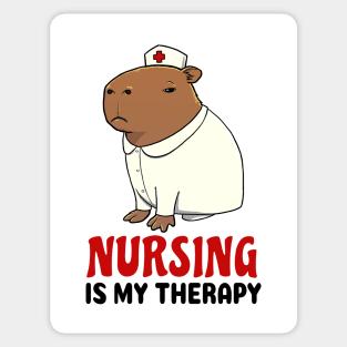 Nursing is my therapy Capybara Sticker